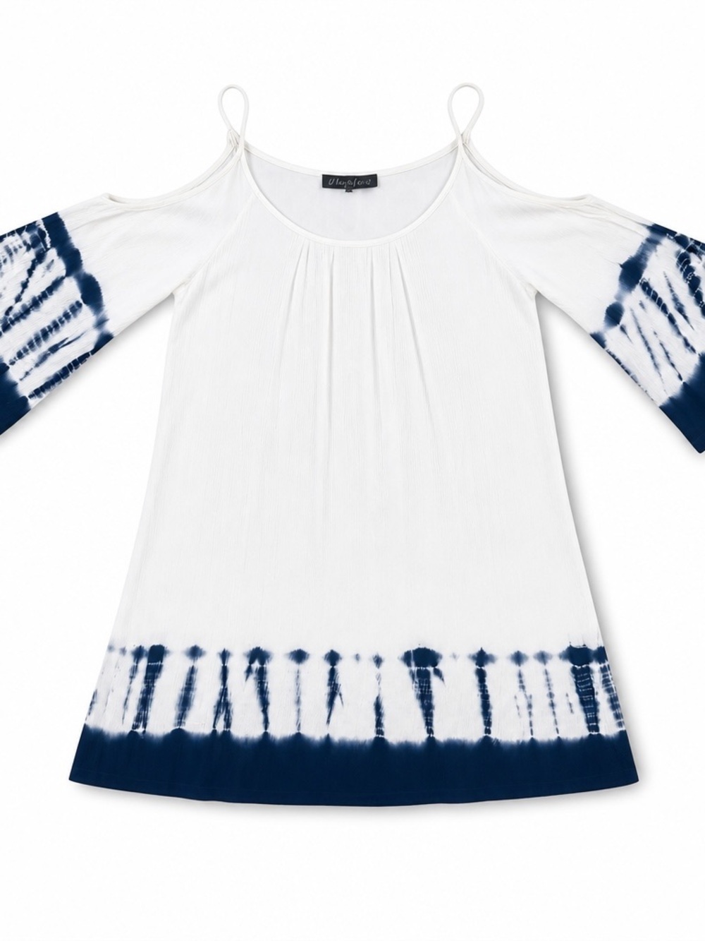 Flawless Women’s Summer Dress Sz XL Cold Shoulder White & Blue